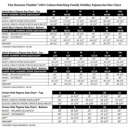 Tim Hortons Timbits® 100% Organic Cotton Matching Family Holiday Pajama Set