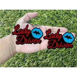 Badge Addictz Red Lady Driven Light Blue Lips on Glossy Black Emblem Badge Custom New