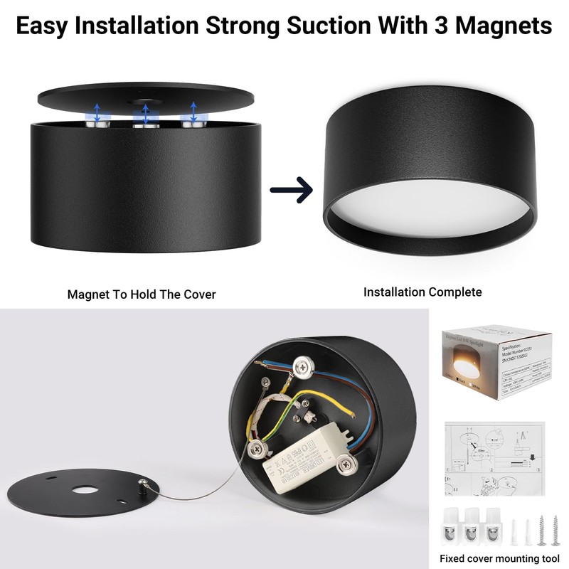 Klighten LED 24 W surface-mounted spotlight, round ceiling spotlights, surface-mounted