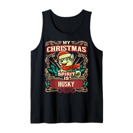 Husky My Christmas Spirit Dog Santa Claus Elf Reindeer Tank Top