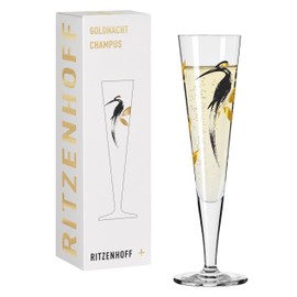RITZENHOFF 1071021 Champagne Glass 200 ml - Goldnacht No. 21 Series - Elegant Designer Piece with Real Gold - Made in Germany