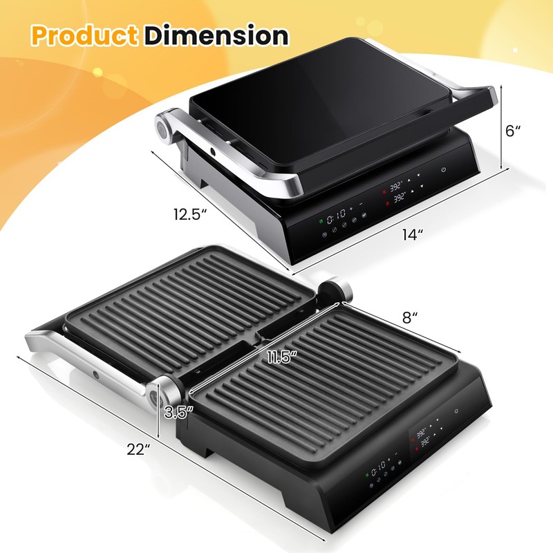 CHEFJOY Panini Grill Press Sandwich Maker, 3 In 1 Sandwich
