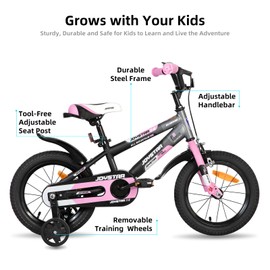 JOYSTAR New Berry 14 Inch Kids Bike for Girls Ages 3-5 Years Old, 14inch Bikes with Training Wheels & Basket, 14 in Toddler Bike in Pink