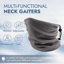 Winter Neck Gaiter Women Balaclava Windproof Neck Warmer for Men Cold Weather Face Scarf (Light Gray)