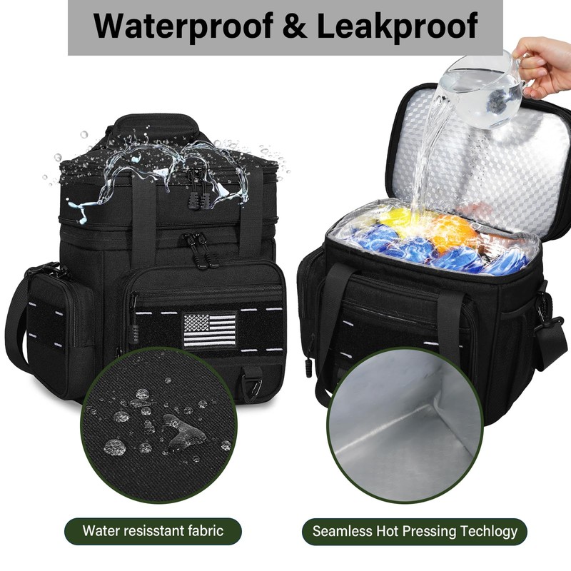 TENKIST Expandable Tactical Lunch Box, Large Insulated Lunch Cooler Bag