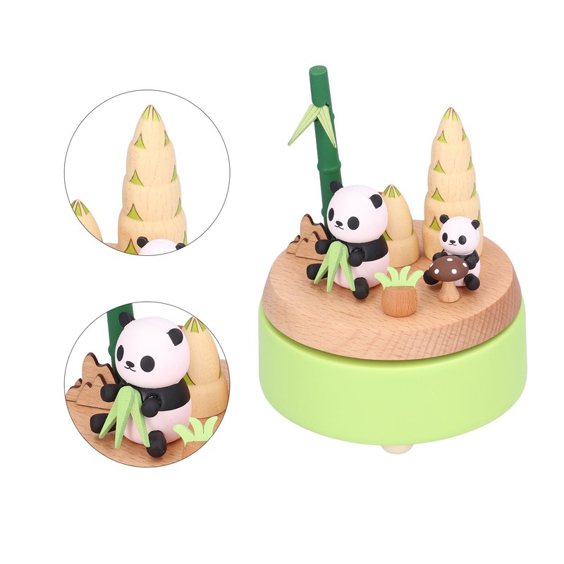 Panda Shaped Music Box Desktop Wooden HandiCraft Ornament for Valentine's