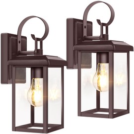 BesLowe 2-Pack Outdoor Wall Light Fixtures, Exterior Lighting Fixtures Wall Mount, Waterproof Porch Lights Outdoor Wall Sconces Lanterns, Modern Outside Lights for House Front Door Garage, Brown
