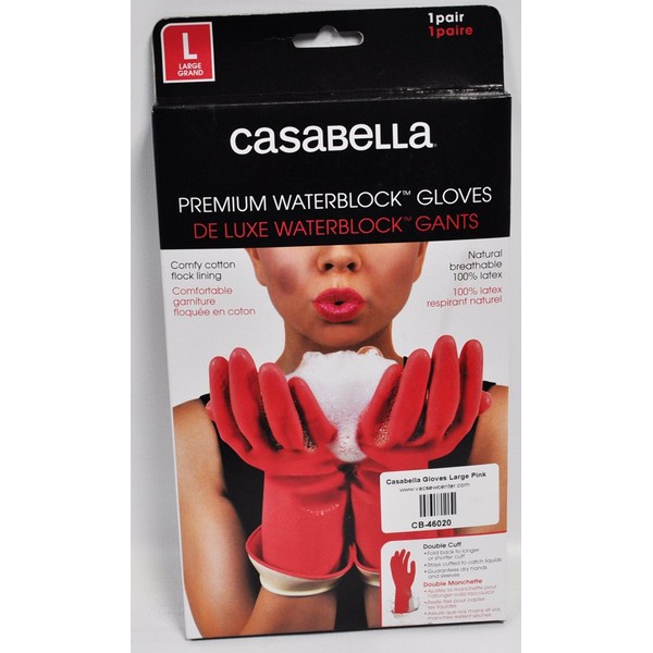 Casabella Water Stop Premium Gloves Large Pink