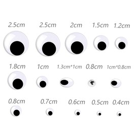 CCINEE 1150pcs Wiggle Eyes Assorted Size Bulk Plastic Googly Eyes Self Adhesive 4mm-25mm for Craft Sticker DIY Project Supply