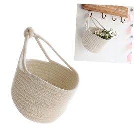 BIUDECO Hanging Basket Cotton Rope Storage Organizer Round Container for Home Accessories Stylish Stuff Basket for Toys and Sundries