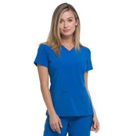 Dickies EDS Essentials Scrubs, V-Neck Womens Tops with Four-Way Stretch and Moisture Wicking Plus Size DK615, 2XL, Royal
