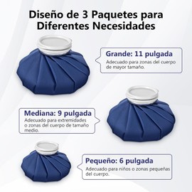 Bolsa de Hielo Terapia, 3 Piezas Compresa para Frío o Agua Caliente, Bolsa de Hielo Reutilizable para Aliviar Dolores Musculares,Articulaciones,Dolor de Cabeza,Bolsas de Frío y Calor