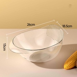 Multifunction Rice Washing Bowl with Side Drainers Durable, Easy Operation, Save Time Plastic Rice Strainer, Rinse Basin for Kitchen (A)
