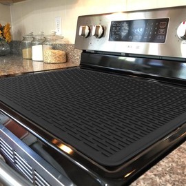 Heat-Resistant Silicone Stove Cover Mat & Utensils – Non-Slip Protector, 2024 Kitchen Gadgets & Holiday Gifts for Winter Cooking, Christmas Gift, Gifts for Mom - Color: Black