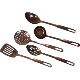 Amco 5-Piece Stainless Steel Cooking Utensil Set, Copper