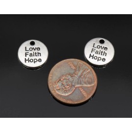 Faith STERLING 925 silver 18" necklace FAITH HOPE LOVE small pendant charm female mom