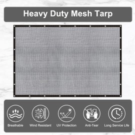 LOVE STORY 8x12FT Shade Cloth Knitted Mesh Tarp with Grommets Screen Mesh Netting for Patio Porch Balcony Greenhouse Dump Truck