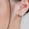 HENRYKA Miniature Robin Stud Earrings in 925 Sterling Silver, Red