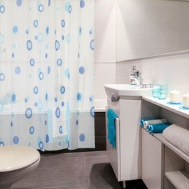 Polka Dots Translucent Shower Curtain Blue Small