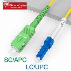 LC/UPC to SC/APC Fiber Path Cable (10m/30ft), OS2 Single Mode Fiber Optical Cable, Simplex, Length Option: 0.5m-30m 9/125um LSZH Yellow OD-3.0mm 𝙍𝙖𝙢𝙗𝙤𝘾𝙖𝙗𝙡𝙚𝙨