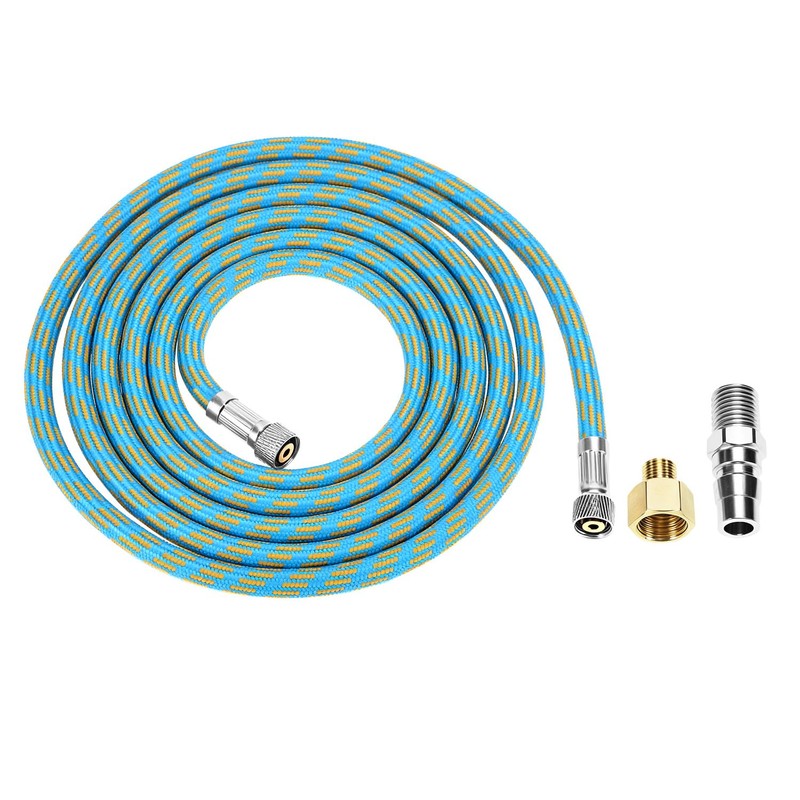QWORK 6-Ft Braided Airbrush Hose with G1/8 to G1/4 Adapter,