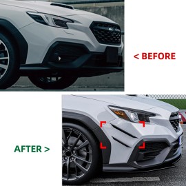 LUC Gloss Black Front Bumper Side Blade Canard Splitter For Subaru WRX STI 2022-2025