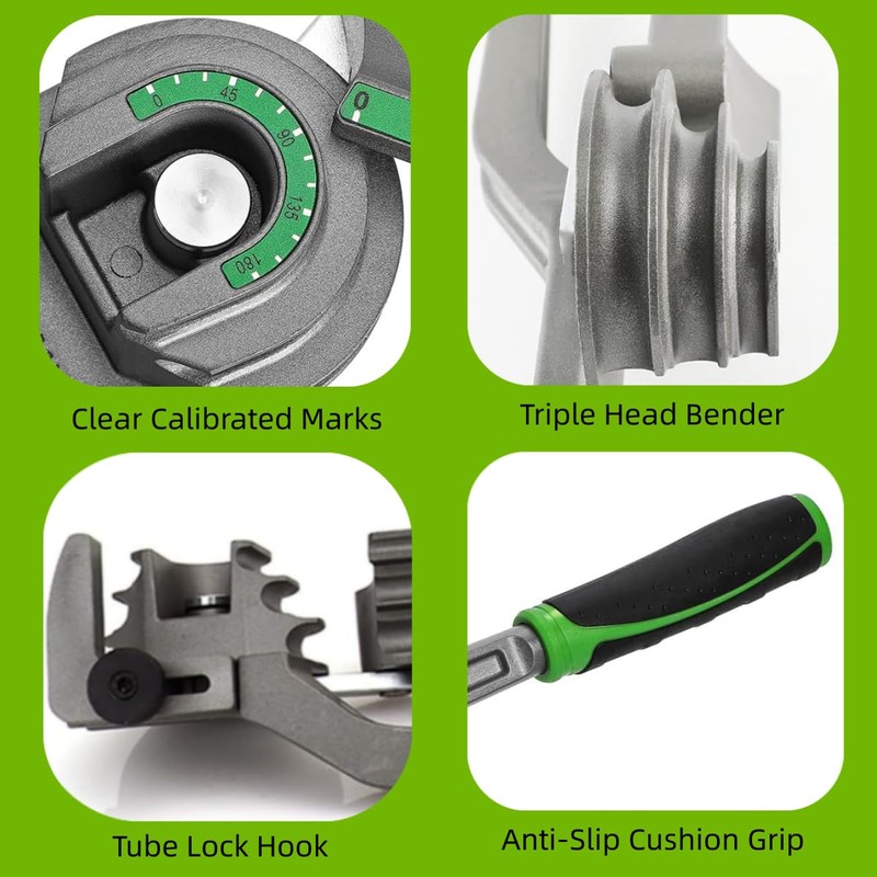 1/4", 3/8", 1/2" (6/10/12mm) O.D. Tubing Bender HVAC Tools, 3-in-1