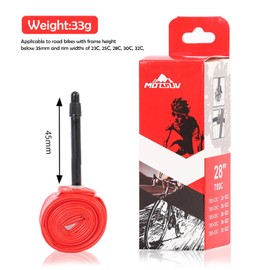 Biglumin Pack of 2 Road Bike Inner Tubes, 700 x 18-32C, Lightweight Tubular French Mouth Tube, Road Hose, Air Tubes, 700 Road Bike Tube, TPU Inner Tube, Road Bike, Ultralight, 33 g (45 mm)