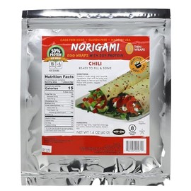 Norigami Egg Wraps with Soy Protein – Chili Flakes. High Protein, Low Carb, Vegetarian. Thin Healthy Wraps -Certified Kosher, Non-GMO, Gluten Free -NOW Featuring 10 Wraps in a bag.