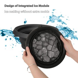 Shmian Portable Facial Ice Bath Bowl - Foldable Silicone Bowl with Built-In Ice Tray for Skincare, Suitable for Skin Facial Icebath at Home (Black)