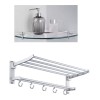 ArgenMex Set Baño 4 Repisas Esquineras Cristal + Toallero Doble