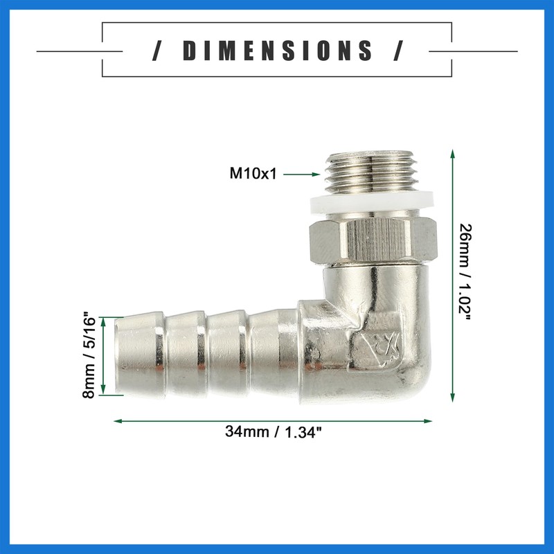 VekAuto Universal Car 90 Degree Brass Fitting Hose Adapter, Hose