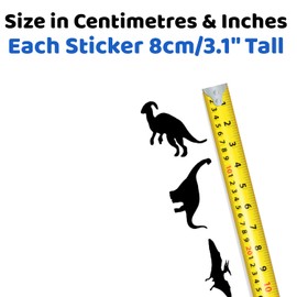 Pack of 15 Jurassic Dinosaur Silhouette Stickers - T-Rex Stickers - Boy Room Decor - Scrapbook Stickers - Dinosaur Party Decorations - Toddler Room Decor (Black) (Small Pack)