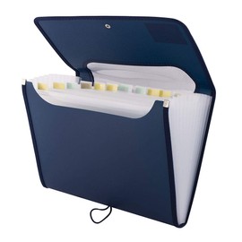 D.RECT 5590 - A4 12-Pocket Expandable Folder | Expandable Binder Documents | Accordion Binder Pockets Briefcase | Perfect for Office, School and Home | Marine