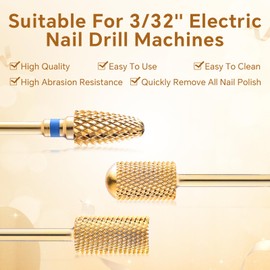 siyuwuro Nail Drill Bit Set 3Pcs 3/32'' Safety Bits for Nail Drill Barrel/Corn Tungsten Steel Cuticle Nail Drill Bit Nail Art Tools to Remove Gel Acrylic Nails Manicure Pedicure Nail File Drill Bit