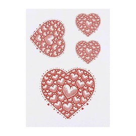 4 x 'Love Heart' Temporary Tattoos - Water Resistant, Skin-Safe, Non-Toxic Transfers, Mixed Sizes (TO00083284)