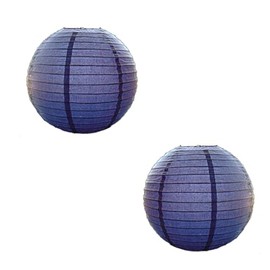 Pack of 2 Coloured Wire Paper Lantern Shade Pendants (12inch 30cm Dia) (Navy Blue) (Navy Blue)