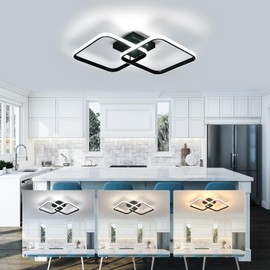 DELIPOP Modern Ceiling Light, 40W Sqaure LED Ceiling 3000k/4500k/6500k 3 Color Temperatures Adjusted 25 Inch Flush Mount Ceiling Light for Hallway Bedroom Bathroom Living Room