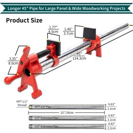 DEEFIINE 2-Pack 1/2"x40" Wood Gluing Pipe Clamps Fixture for Woodworking