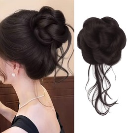 XFSRG Haarschmuck Klaue Clip Lockig Wellig Haarverlängerung Messy Bun Haarteile Synthetisch für Frauen und Mädchen(Braun-schwarz)