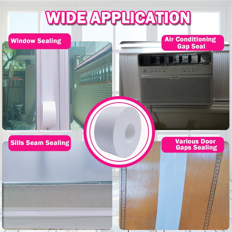 WENSSKKU White Window Weather Sealing Tape 2Inch X 65Ft,Window AC
