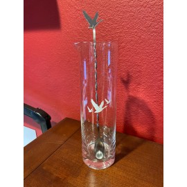 Grey Goose Glass Carafe with stainless steel stir rod 10.5in tall