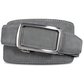 Cowboy Craft Men's Leather Belt Ratchet Belt Genuine Suede Leather Belts For Jeans Dress 1-3/8"(35mm) Wide (Gray, 36/38)
