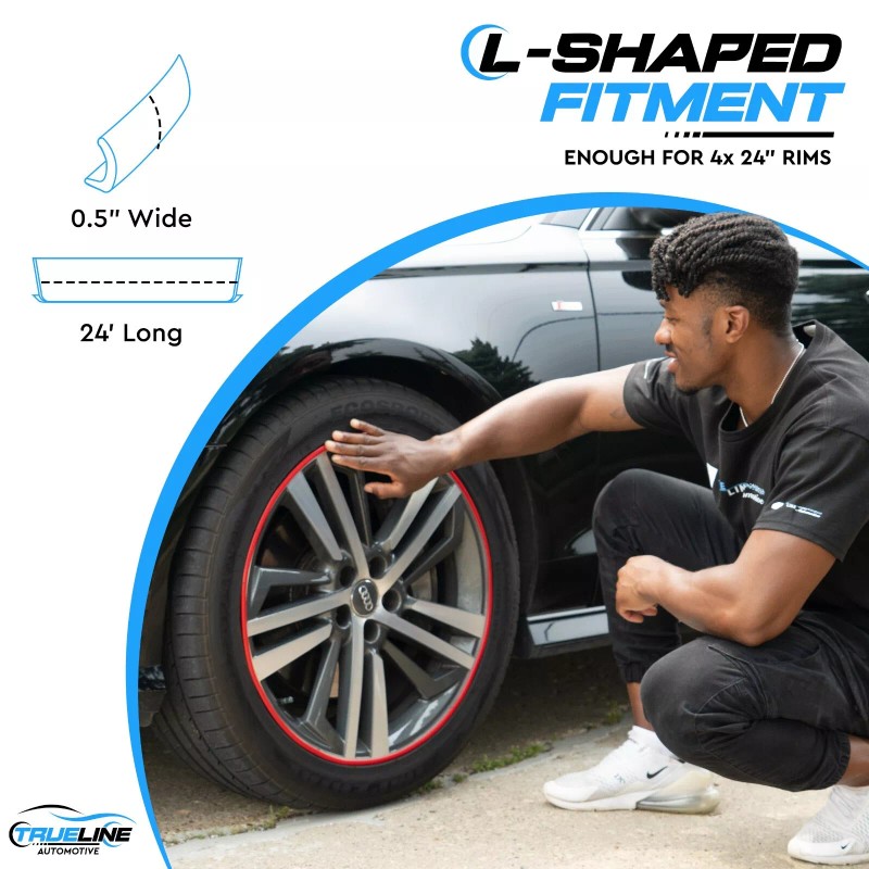 Trueline Automotive Rim Guards Red Alloy Armor Wheel Rim Curb