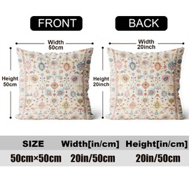 ZSYTZL Boho Throw Pillow Covers 20x20 inch Set of 2,Soft Pillowcases Monaco Rug Persian Carpet Pattern Decorative Sofa Living Room Bed Square Pillow Case Cushion Cover-Flower