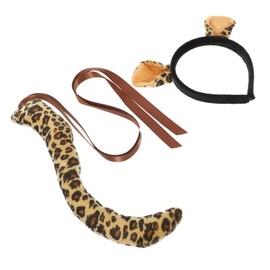 Generic Leopard Ears and Tail Set Adorable Animal Ear Headband and Tail for Dress Up Cosplay and Parties Easy to Wear Durable Clip Style for Daily Use and