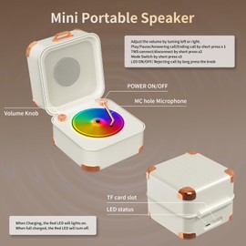 Portable Bluetooth Speaker,Small Bluetooth Speaker,HD Sound Quality, Mini Bluetooth Speaker, up to 8 Hours of Play Time,TWS Pairing,Suitable for Family Parties, Outdoor Travel, Birthday Gifts