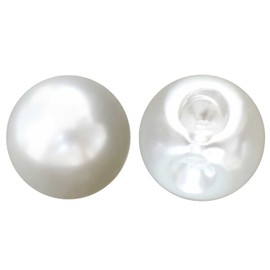 Pearl Buttons B-004 Pearl Buttons, White, Glossy, Circle, 20 Pieces, 0.4 inches (10 mm), Artificial Pearls, Sparkling Round