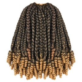 7 Packs 10 Inches Goddess Box Braid Crochet Hair With Curly Ends Ombre Blonde Hair Extensions For Black Women and Baby Kids(10 Inch-7Packs,T1B/27)