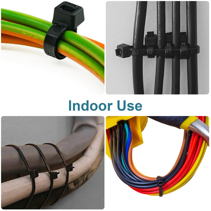 Zip Ties Assorted Sizes 4+6+8+12 inch, 200 Pack, Black Cable